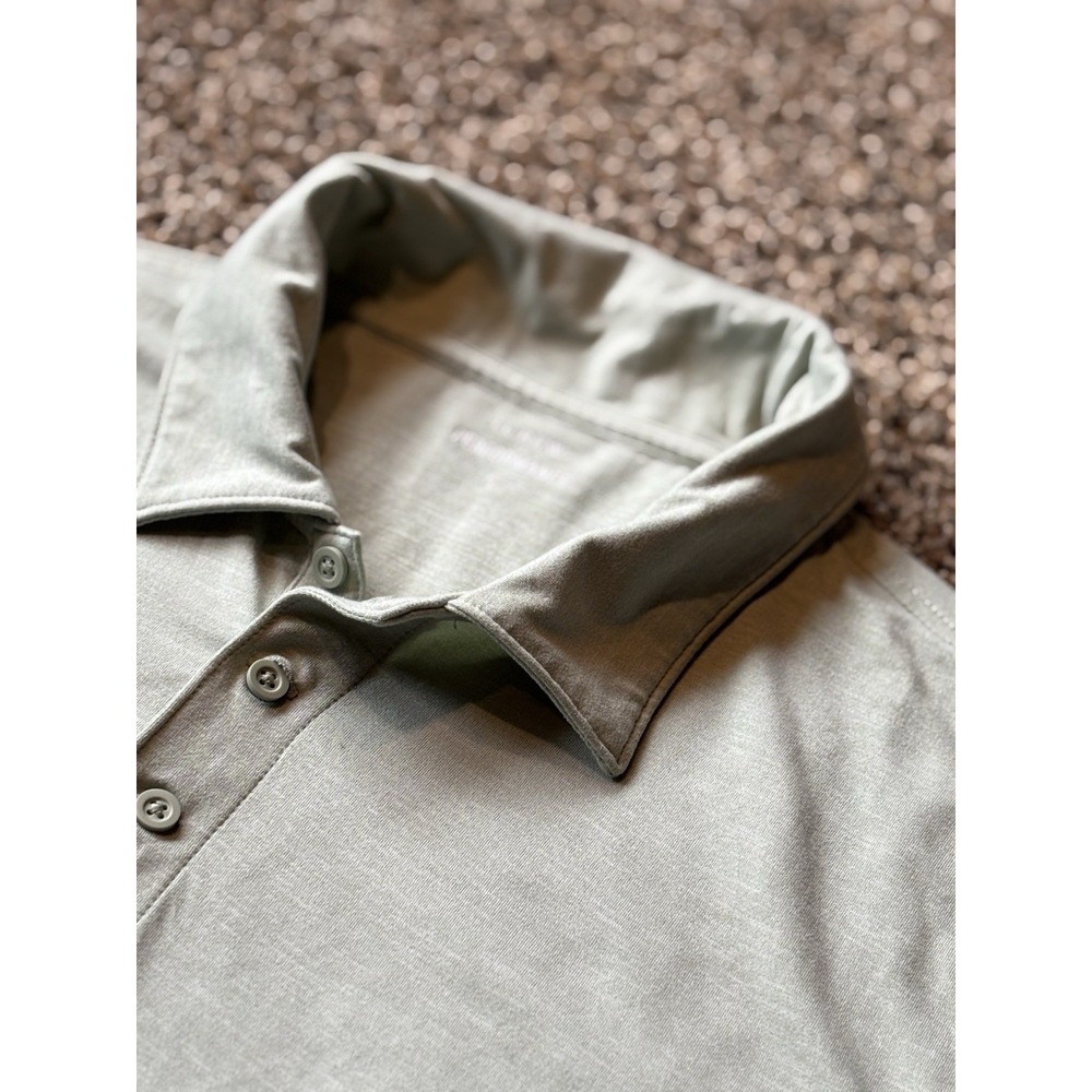 Performance J Crew Polo Shirt Men Large Heather Light‎ Green Golf Stretch D4